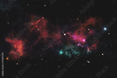 Universe filled with stars, nebula and galaxy 3d illustration