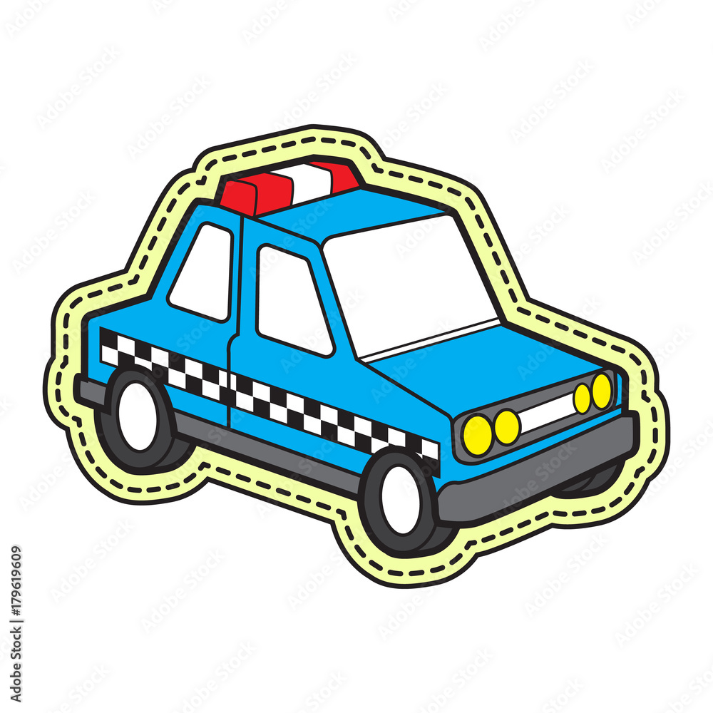 cute police car vector cartoon