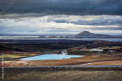 Hverir geothermal area also called Blue Lake near Myvatn Iceland