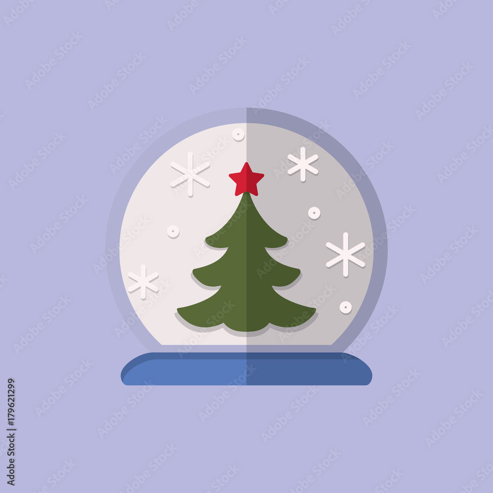 crystal snowball snow ball globe sphere decoration with snowflakes and pine christmas tree flat icon crystal snowball snow ball globe sphere decoration with snowflakes and pine christmas tree flat icon