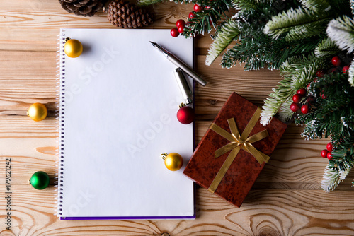 Blank message paper in christmas festive concept