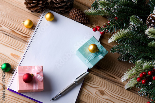 Blank message paper in christmas festive concept