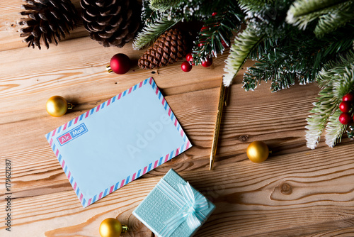 Blank message paper in christmas festive concept