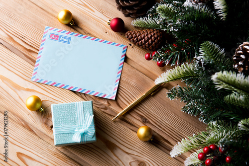 Blank message paper in christmas festive concept