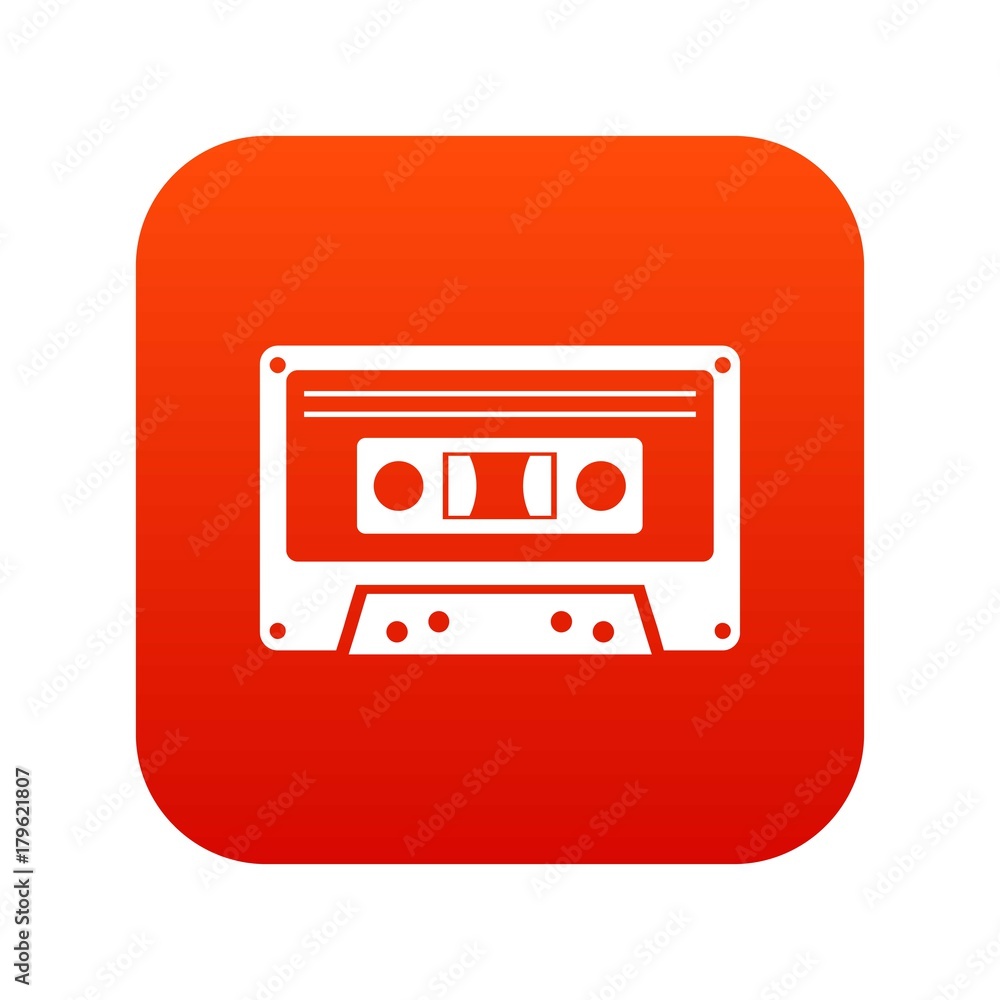 Cassette tape icon digital red Cassette tape icon digital red