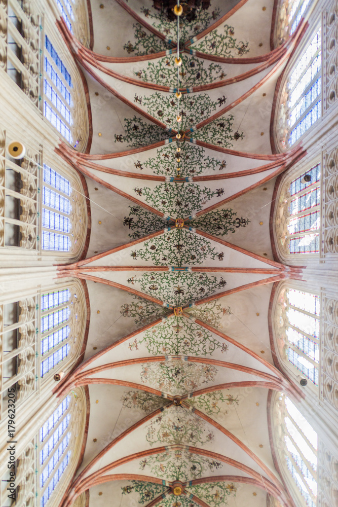 DEN BOSCH, NETHERLANDS - AUGUST 30, 2016:  Interior of gothic Saint John's cathedral in Den Bosch, Netherlands