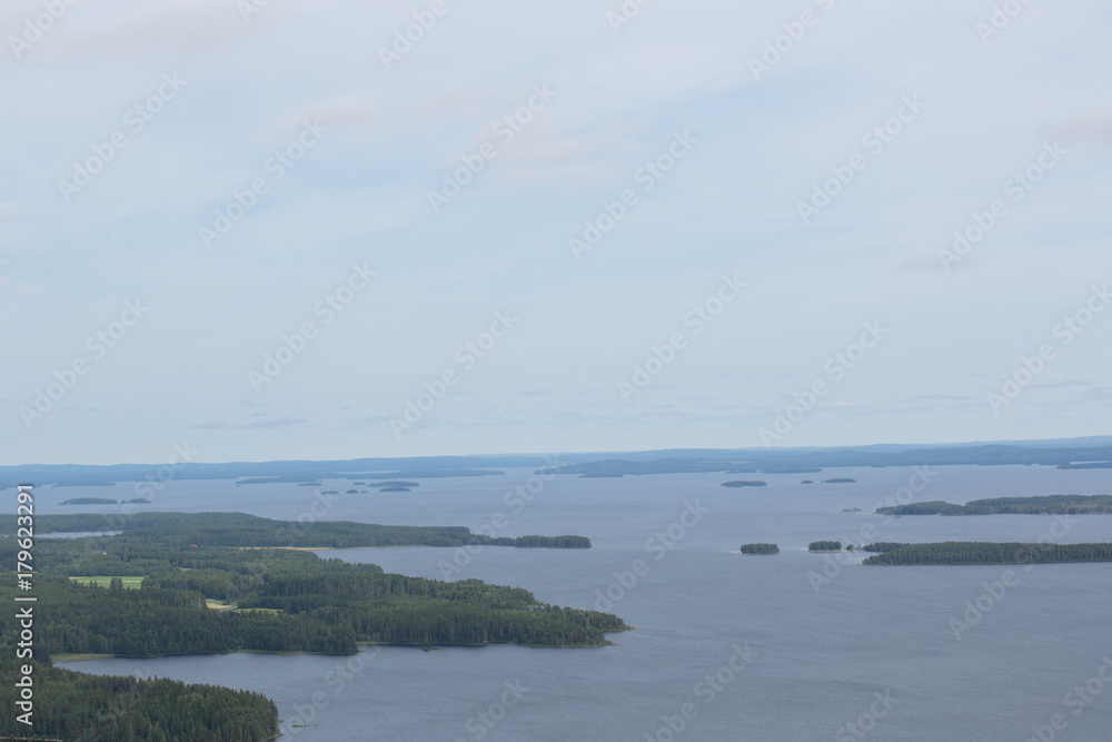 Forest and lake landscape on the mountain Koli, summer Forest and lake landscape on the mountain Koli, summer