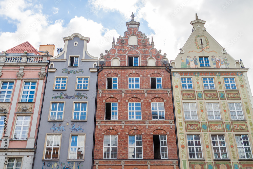 Historic houses at Dlugi Targ square in Gdansk, Poland