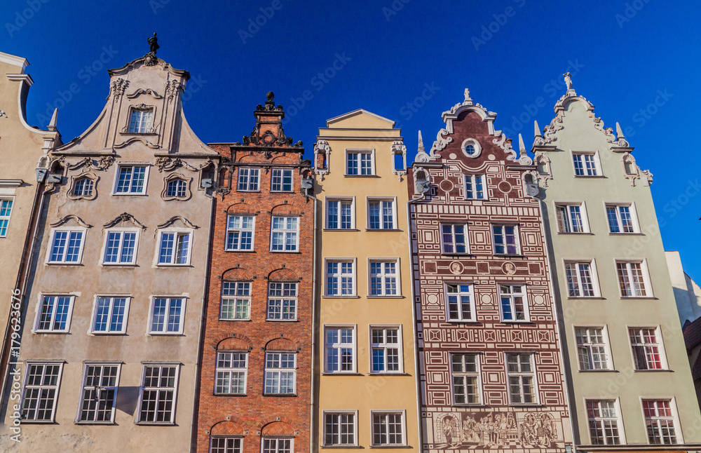 Old houses on Long Market (Dlugi Targ) square in Gdansk, Poland.