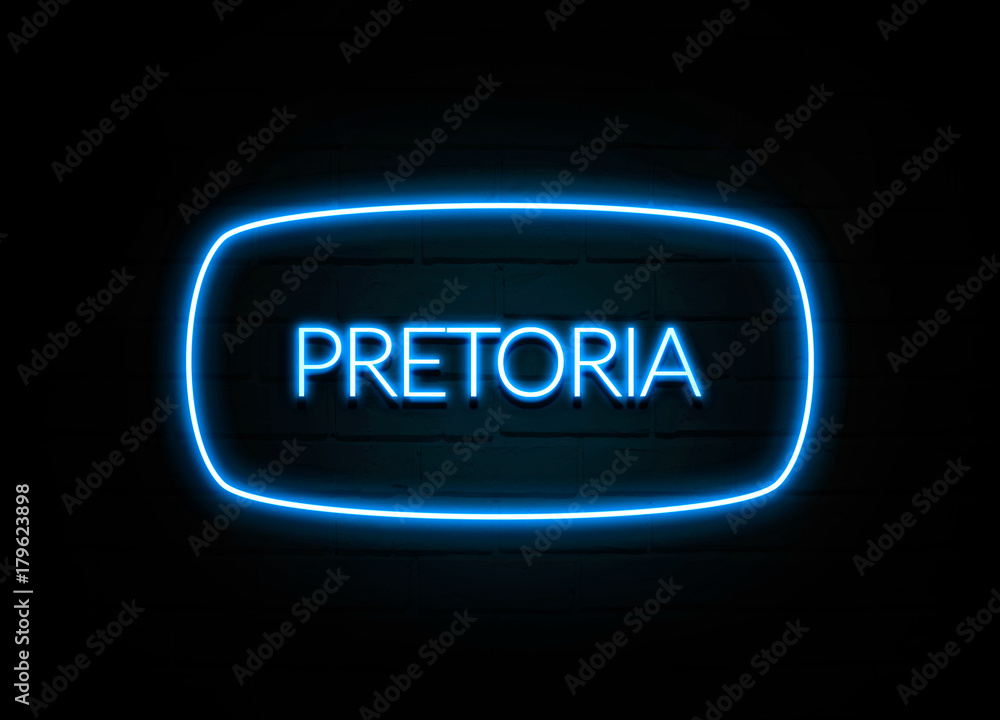 Pretoria  - colorful Neon Sign on brickwall