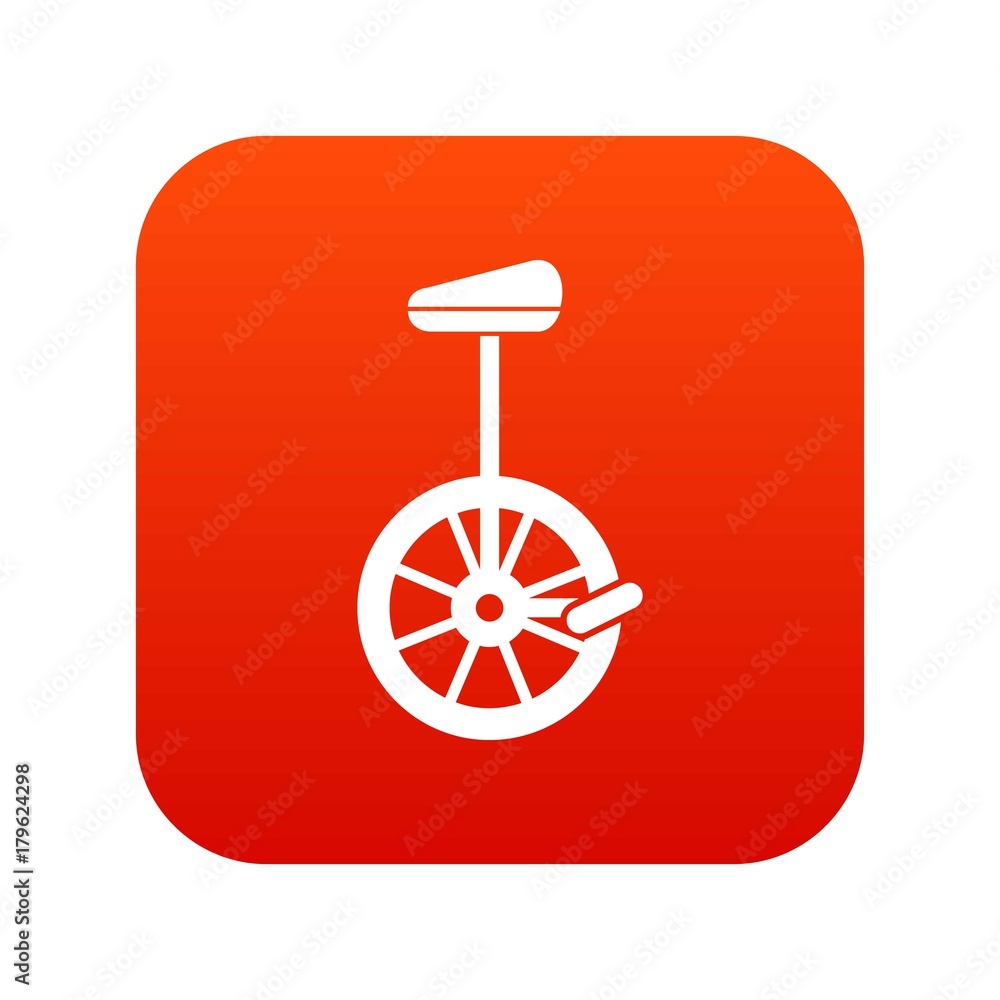Unicycle icon digital red Unicycle icon digital red