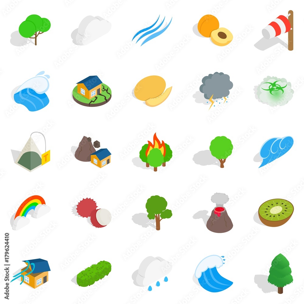 Naklejka premium Horticulture icons set, isometric style