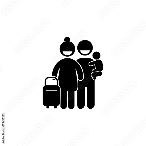 family travel icon vector illustration icon. Simple black family icon. Can be used as web element, family design icon