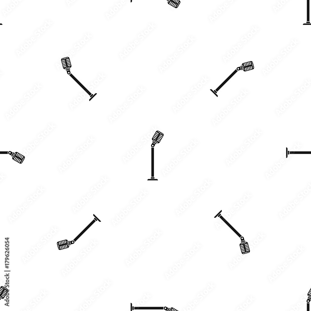 Microphone on stand pattern seamless black Microphone on stand pattern seamless black