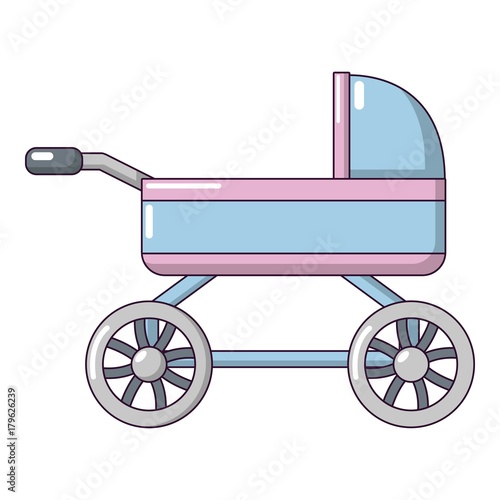 Baby carriage icon, cartoon style