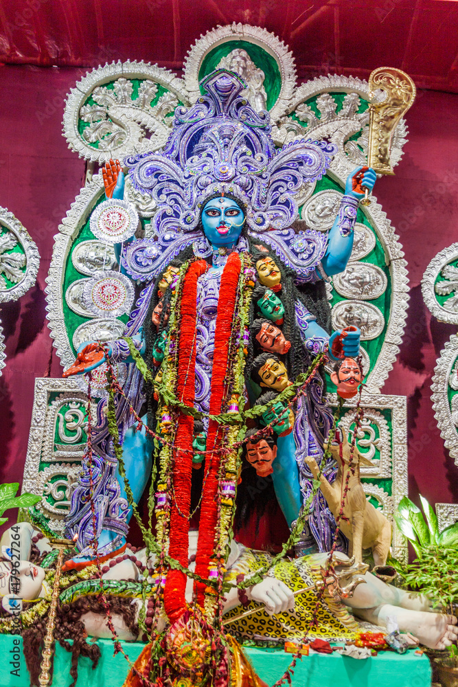 KOLKATA, INDIA - OCTOBER 31, 2016: Image of goddess Kali in the center of Kolkata, India
