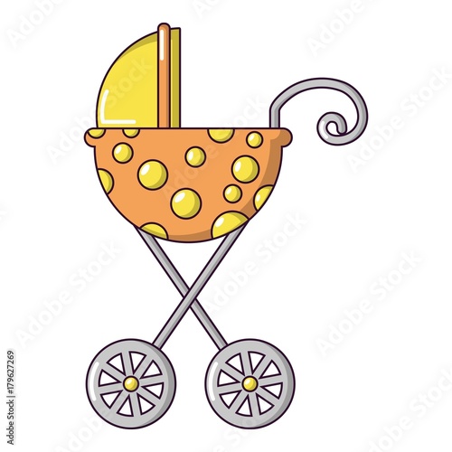 Baby carriage elegant icon, cartoon style