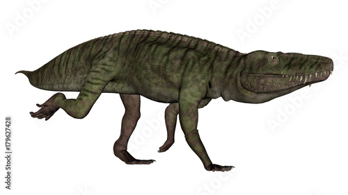 Batrachotomus dinosaur running -3D render © Elenarts