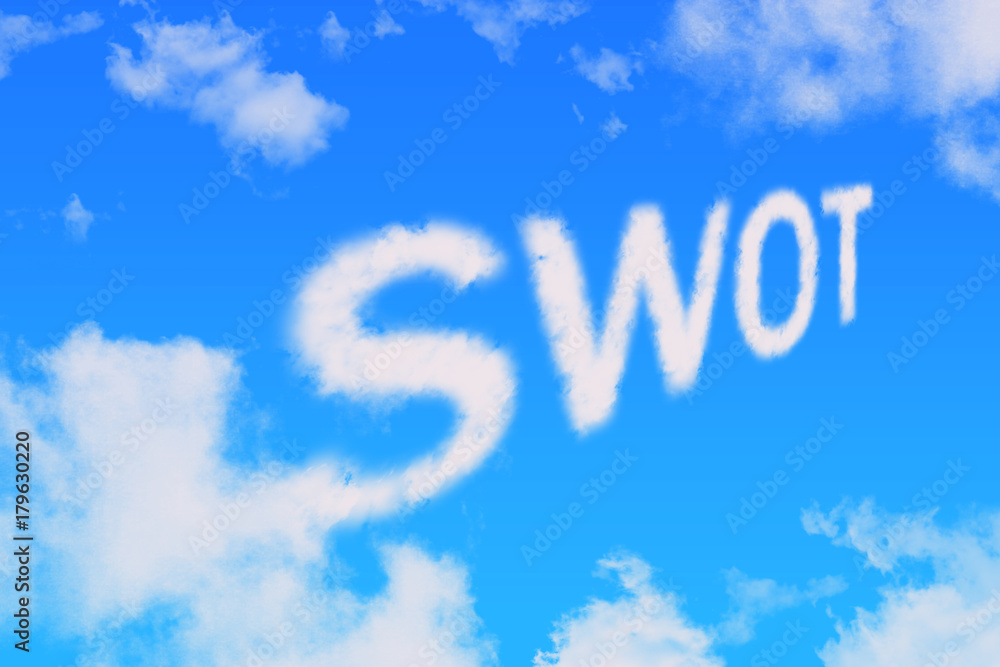 swot word made from cloud brush on blue sky swot word made from cloud brush on blue sky