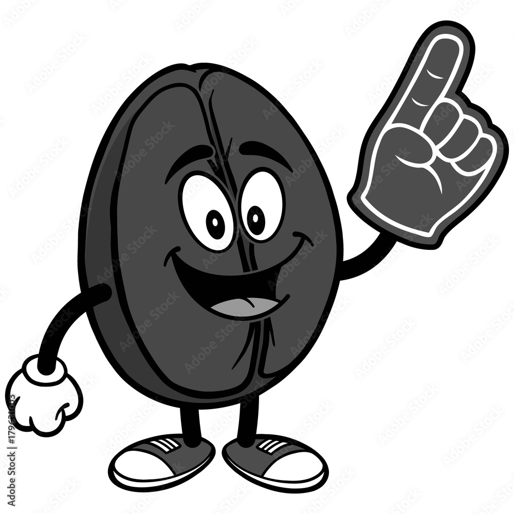 Coffee Bean with Foam Finger Illustration