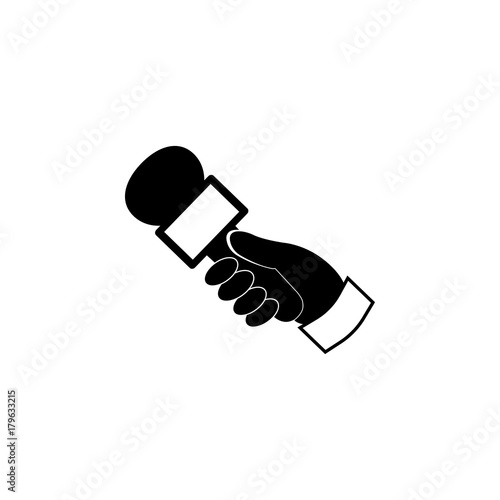 hand holding a microphone icon. Media element icon. Premium quality graphic design. Signs, outline symbols collection icon for websites, web design, mobile app, info graphics