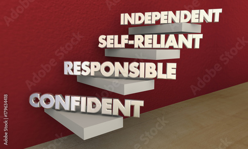 Independent Self-Reliant Confident Responsible Steps 3d Illustration photo