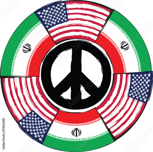 USA and IRAN flags or banner illustration
