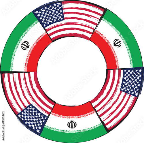 USA and IRAN flags or banner illustration