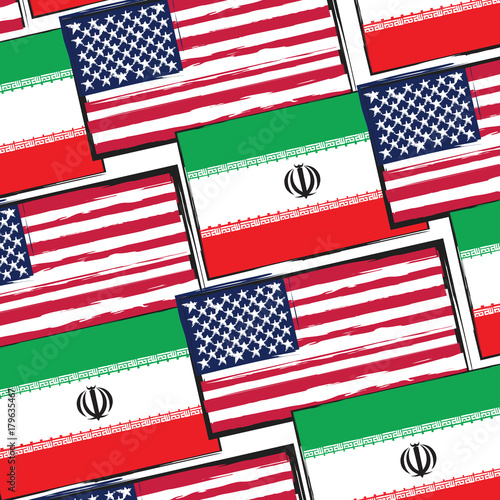 USA and IRAN flags or banner illustration