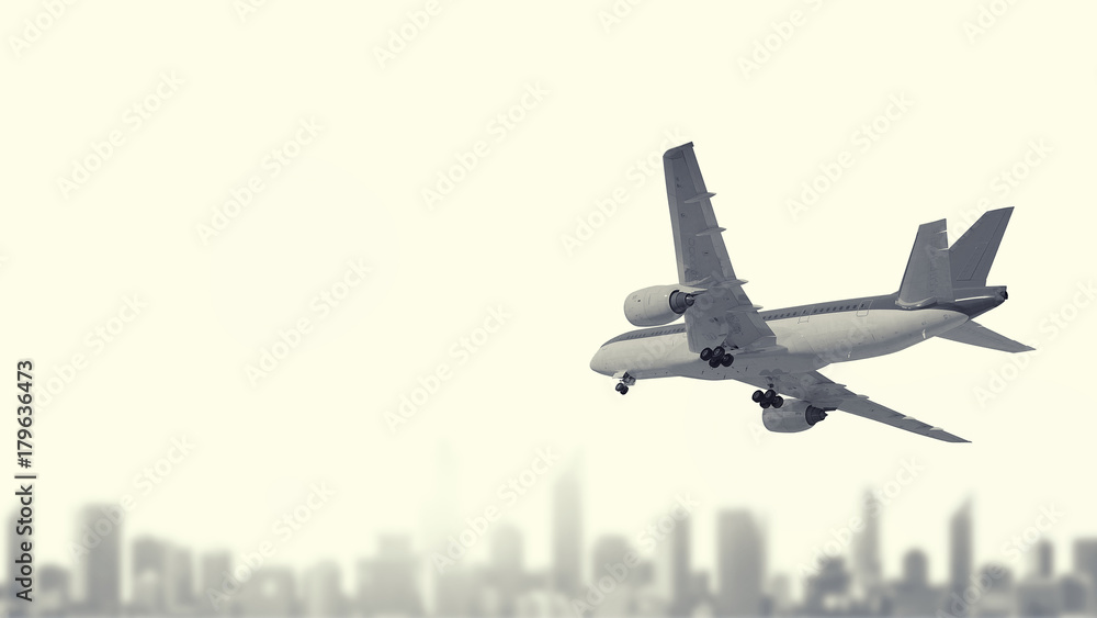 Airliner in sky. Mixed media Airliner in sky. Mixed media