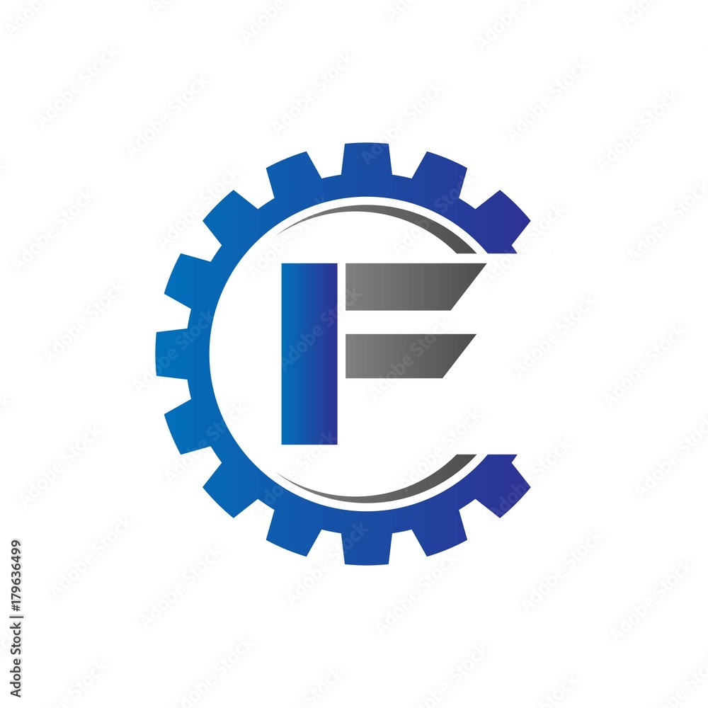 if initial logo vector with gear blue gray if initial logo vector with gear blue gray