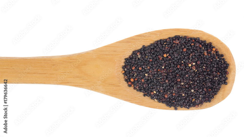 Grains over wooden bamboo spoon. Isolated, White background. Grains over wooden bamboo spoon. Isolated, White background.