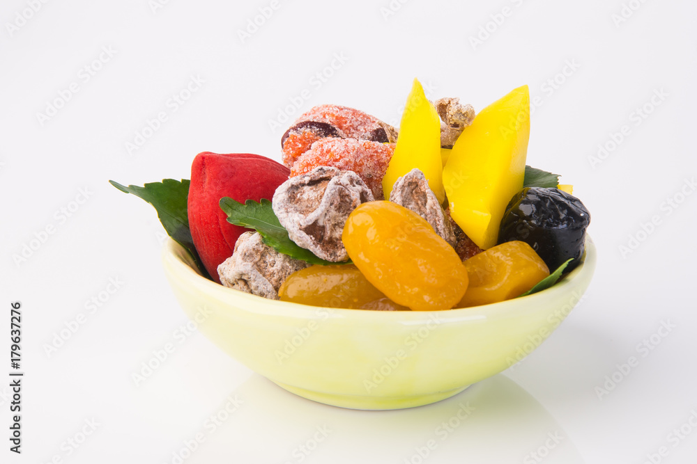 preserved fruits & Dried fruits. Food Snack on a Background preserved fruits & Dried fruits. Food Snack on a Background