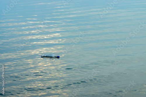 Plastic bottles floating in the sea