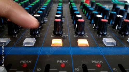 Footage without Sound : Hand - Controlling Audio Mixer