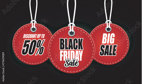 Black Friday sales tag on black background