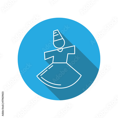 Dervish, yoga, sufi, mevlana, konya flat icon. Religion elements icon. Premium quality graphic design. Signs, outline symbols collection, simple thin line icon for websites, web design, mobile app