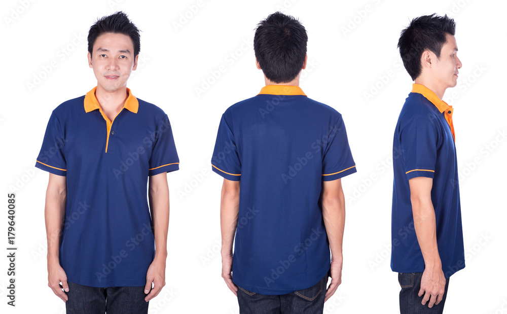 Obraz premium man with blue polo shirt on white background