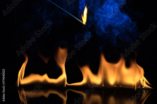 fire on a black background