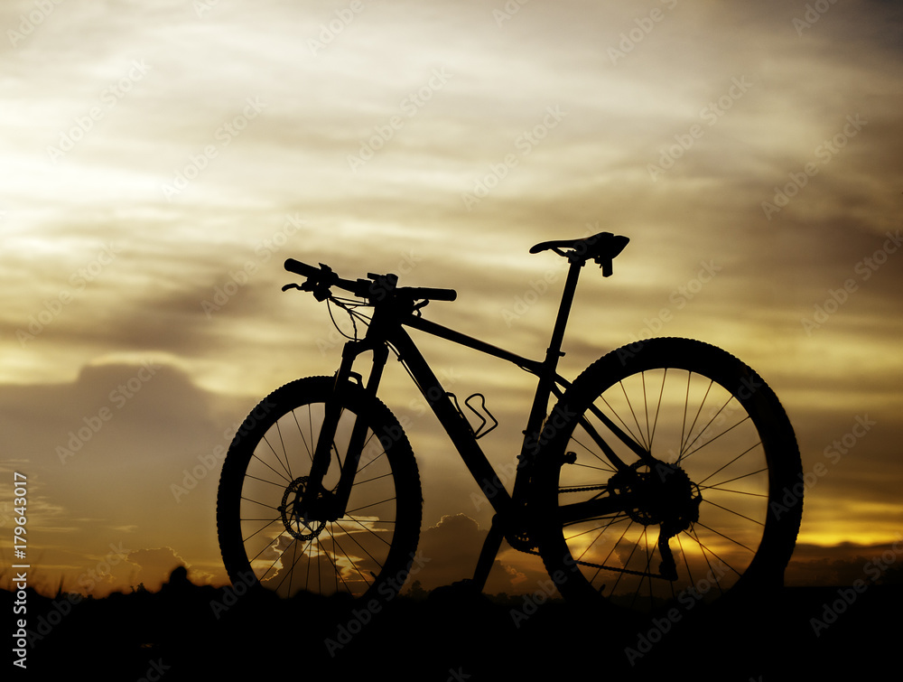 Silhouette bicycle on sunset background. Silhouette bicycle on sunset background.