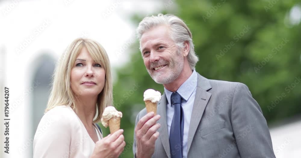Senior couple eating icecream Senior couple eating icecream
