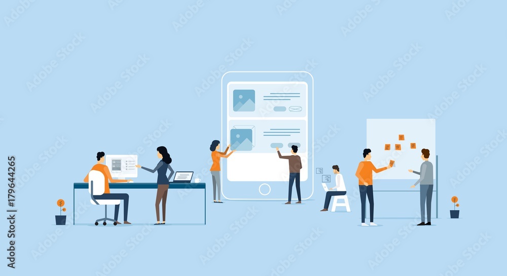mobile application development and design process concept with business team working concept
mobile application development and design process concept with business team working concept