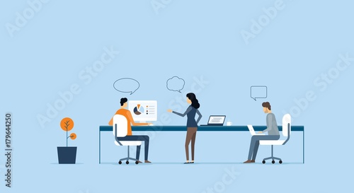 group business team meeting  and working concept  .flat cartoon character 
