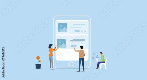 mobile application  developer team working  concept .group people business concept
