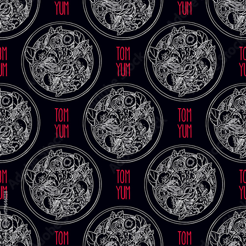 seamless background of sketch tom yum
