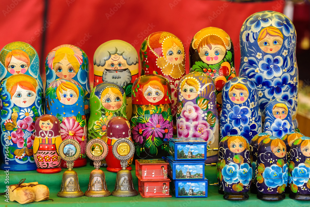 Sale of traditional Russian souvenirs 