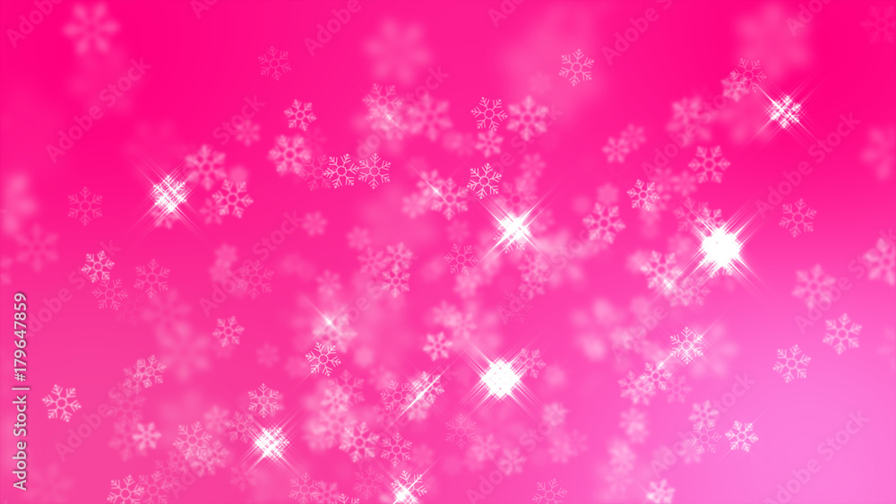 Pink snowflakes background. Happy New Year celebration