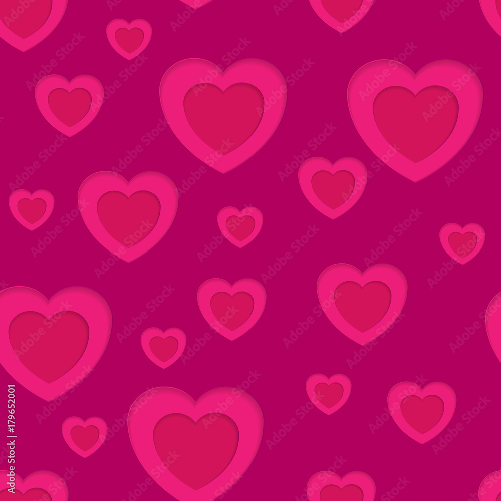 Pink hearts abstract seamless background