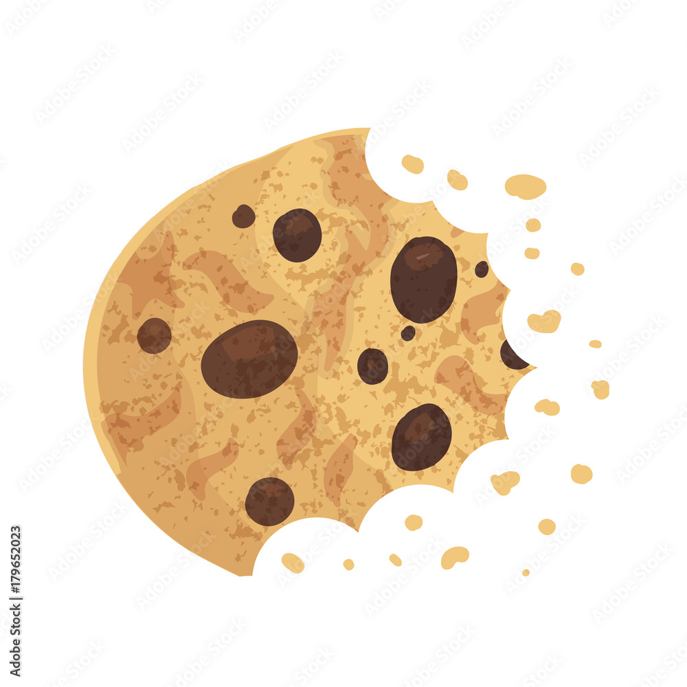 Bitten chip cookie, cracker, biscuit. Vector illustration Bitten chip cookie, cracker, biscuit. Vector illustration