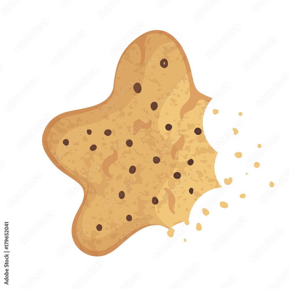 Bitten chip cookie, cracker, biscuit. Vector illustration Bitten chip cookie, cracker, biscuit. Vector illustration